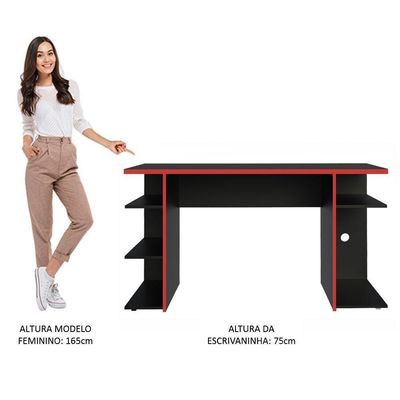 Mesa Para Computador - Preto/vermelho Preto