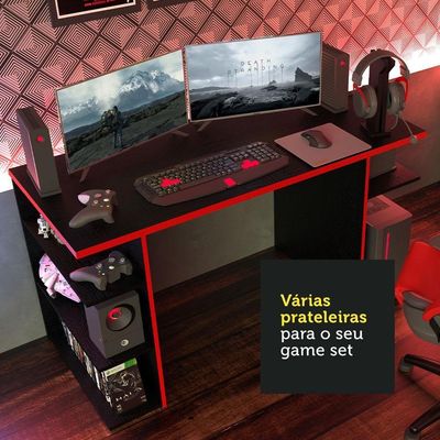 Mesa Para Computador - Preto/vermelho Preto