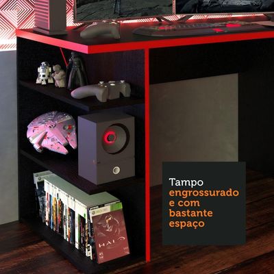 Mesa Para Computador - Preto/vermelho Preto