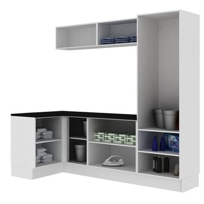 Kit Área de Serviço Glamy Armário Balcão de Canto Madesa