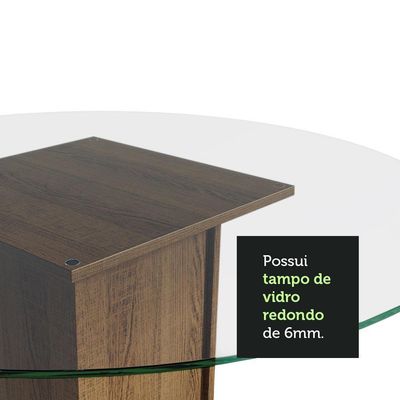 Mesa De Jantar Redonda 5325 Com Tampo De Vidro RusticRustic