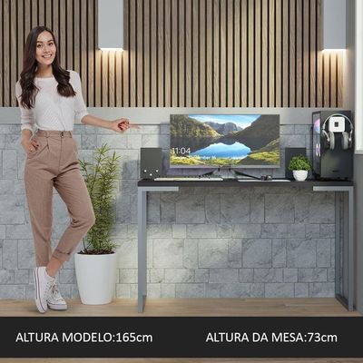 Mesa De Escritório Industrial 120cm Nero Marquina Madesa