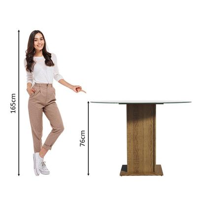 Mesa De Jantar Redonda 5325 Com Tampo De Vidro RusticRustic
