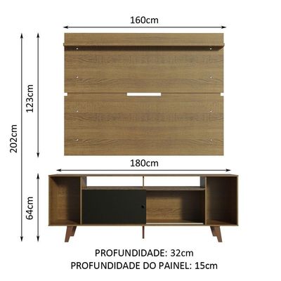 Rack Madesa Cancun com Pés e Painel para Tv Até 65 Polegadas