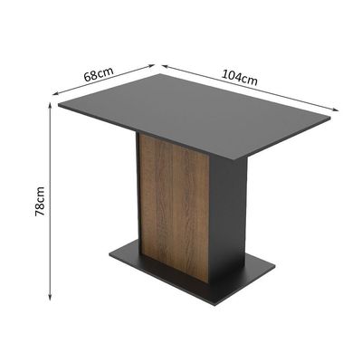 Mesa Madesa Retangular com Tampo de Madeira Preto e Rustic