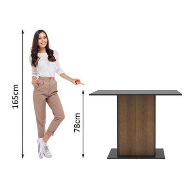 Mesa Madesa Retangular com Tampo de Madeira Preto e Rustic