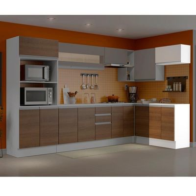 Kit 60cm Smart MDF 2 Portas 1 Suspensa Rustic Crema Madesa
