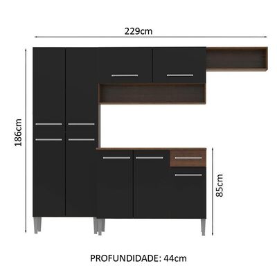 Cozinha Completa Emilly Preto com Armário e Balcão Madesa