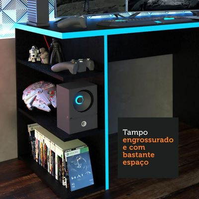 Mesa Computador Gamer Madesa 9409 - Preto/azul Preto