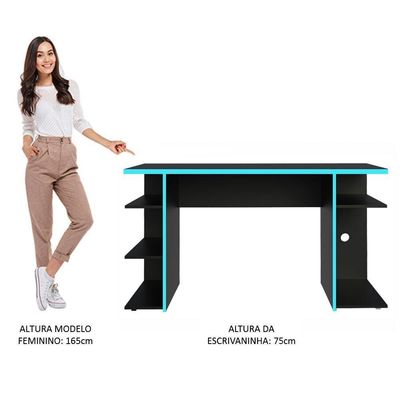 Mesa Computador Gamer Madesa 9409 - Preto/azul Preto