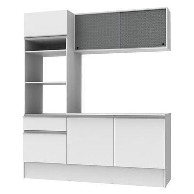 Cozinha Compacta Topazio com Balcão e Tampo Branco Madesa