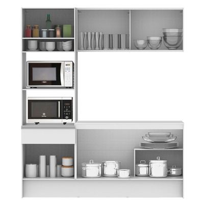 Cozinha Compacta Topazio com Balcão e Tampo Branco Madesa