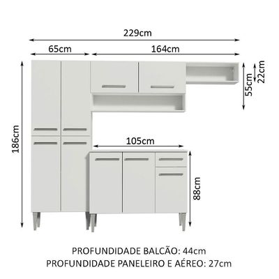 Cozinha Compacta Emilly Top com Armário e Balcão Madesa