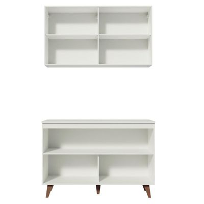 Kit Reims com Armário Aéreo e Balcão Branco Madesa