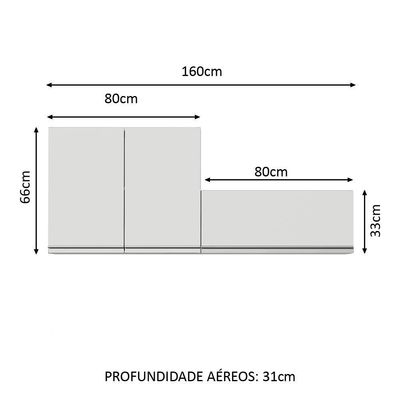 Kit Área Serviço Acordes Glamy MDF 2 Armários Aéreos Madesa