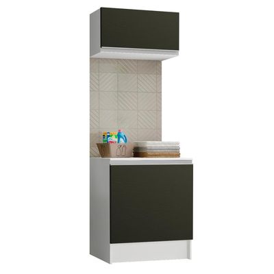 Kit Área De Serviço 60 Cm Com Armário E Balcão Branco/preto
