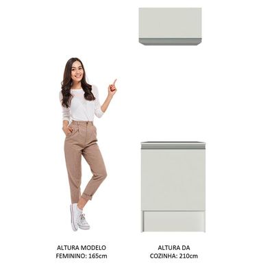Kit Topázio 60cm 2 Portas Aéreo Balcão Branco Madesa