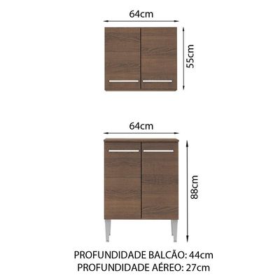Kit Canto Emilly 4 Portas com Armario Aéreo e Balcão Madesa