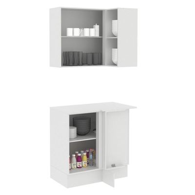 Kit Canto Reto Smart MDF 2 Portas Nicho Rustic Crema Madesa