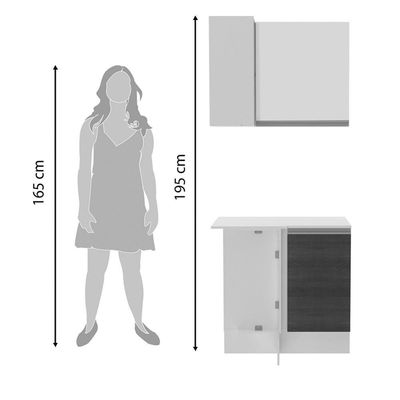 Kit Canto Reto Smart MDF 2 Portas Nicho Rustic Crema Madesa
