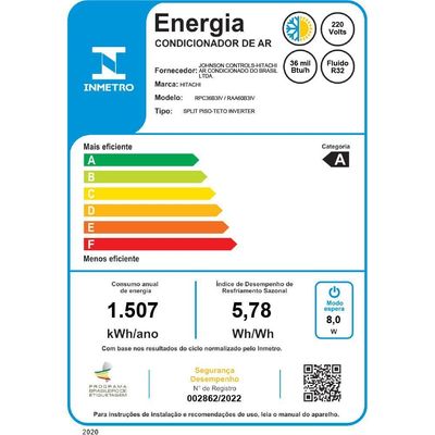 Ar Condicionado Piso Teto Inverter Hitachi Aircore 36.000 Btus Quente E Frio 220v 220V