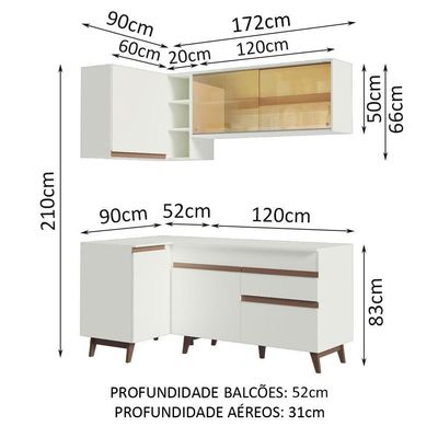 Cozinha Completa de Canto Reims Branco Madesa