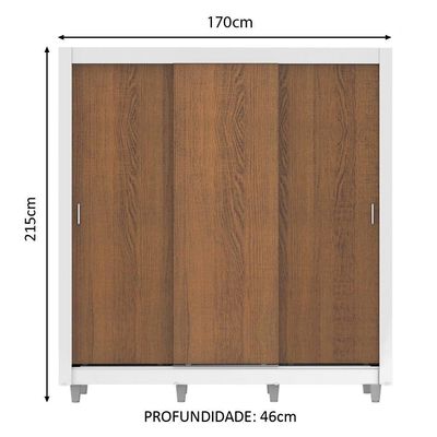 Guarda Roupa Casal Lyon 3 Portas de Correr 2 Gavetas Madesa