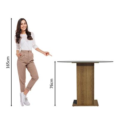 Mesa De Jantar Redonda 5324 Com Tampo De Vidro RusticRustic