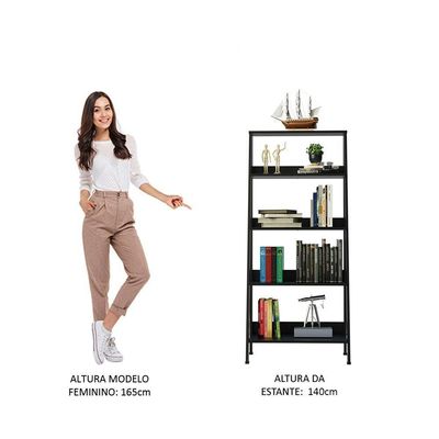 Estante Escada para Livros com 4 Prateleiras Preto