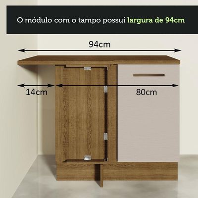 Balcão De Canto 1 Porta Agata Madesa Rustic/crema