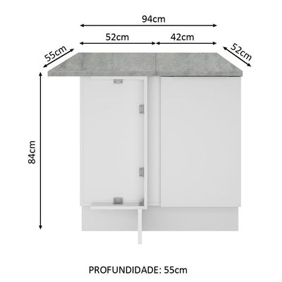 Balcão de Canto Stella 1 Porta Branco Madesa