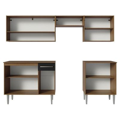 Armário De Cozinha Compacta 229cm Rustic/preto Emilly Madesa 15 Rustic/preto