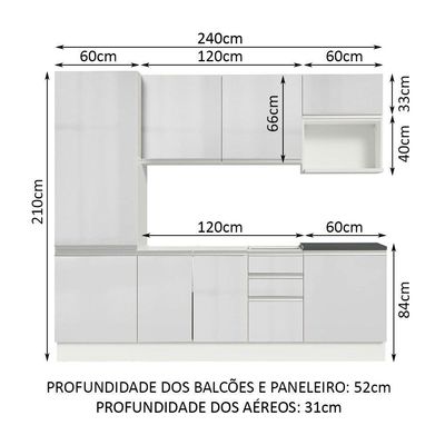 Cozinha Completa Mdf Madesa Acordes Frentes Branco Brilho