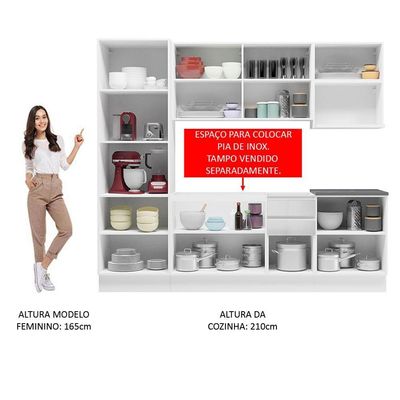 Cozinha Completa Mdf Madesa Acordes Frentes Branco Brilho