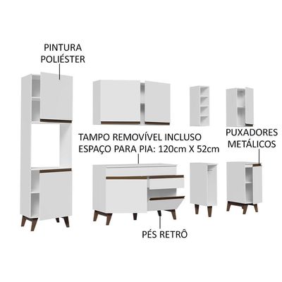 Cozinha Completa Madesa Reims com Armário e Balcão - Branco