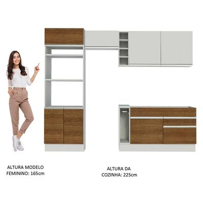 Cozinha Jade com Armário e Balcão sem Tampo e Pia Madesa