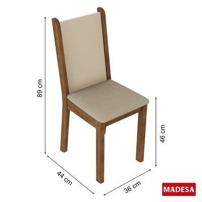 Kit Alana Mesa Tampo de Madeira com 4 Cadeiras Madesa