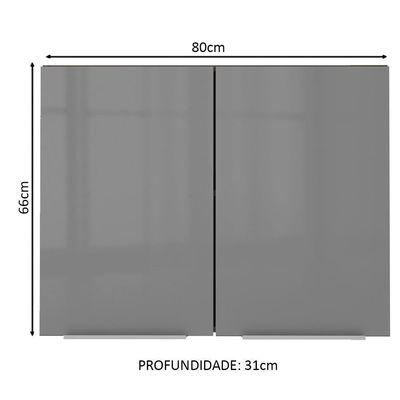 Armário Aéreo Madesa Lux 80 Cm 2 Portas Rustic/cinza
