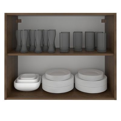 Armário Aéreo Madesa Lux 80 Cm 2 Portas Rustic/cinza