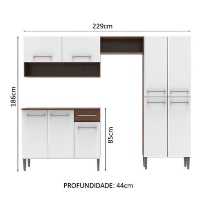 Cozinha Compacta Emilly com Armário e Balcão Branco Madesa