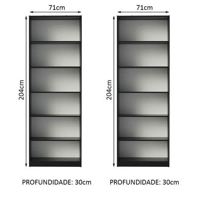 Kit com 2 Estantes Livreiro 6908 Preto