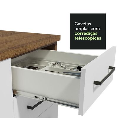 Balcão De Pia 2 Portas E 3 Gavetas Rustic/branco