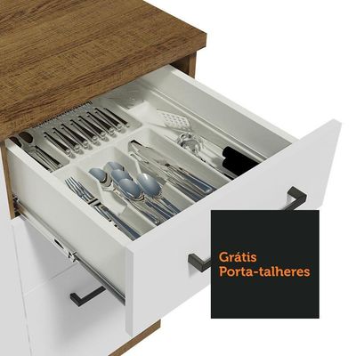 Balcão De Pia 2 Portas E 3 Gavetas Rustic/branco