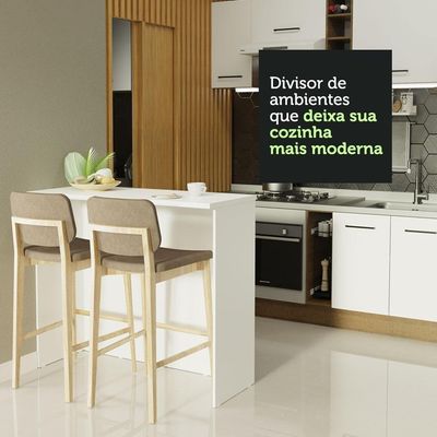Bancada Ilha Para Cozinha 120 Cm Branco Madesa Branco