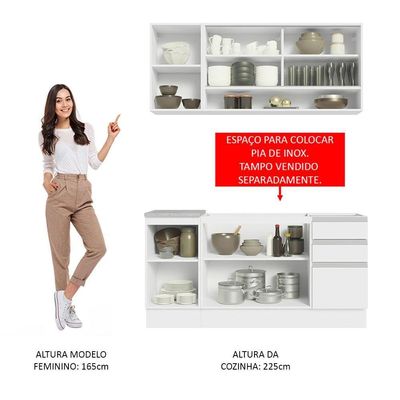Cozinha Completa Glamy Com Armário E Balcão sem Tampo E Pia