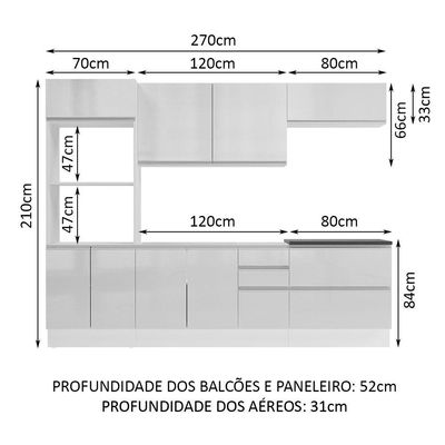 Cozinha Completa Mdf Madesa Acordes Frentes Branco Brilho