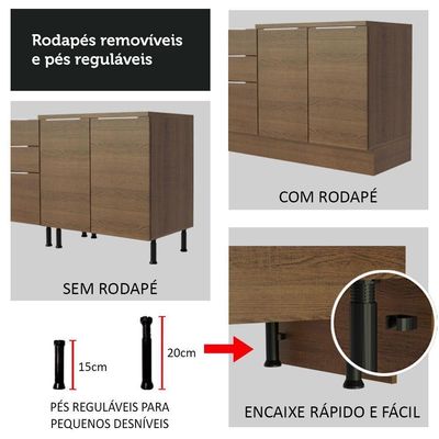 Cozinha Completa Madesa Stella 290002 com Armário e Balcão
