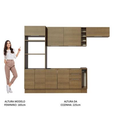 Cozinha Completa Madesa Stella 290002 com Armário e Balcão