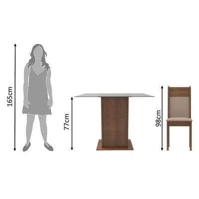 Conjunto Sala De Jantar Mesa Tampo Vidro 2 Cadeiras Madesa