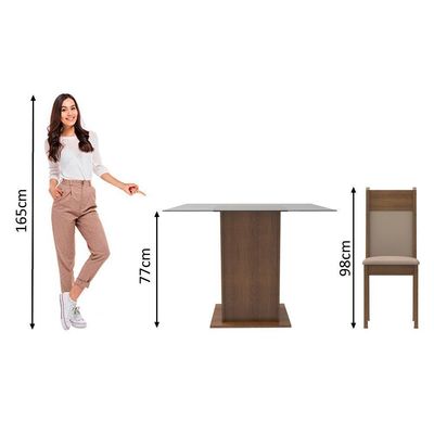 Conjunto Sala De Jantar Mesa Tampo Vidro 2 Cadeiras Madesa